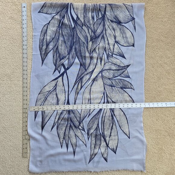 Kinross Silk Cashmere Scarf Blue Leaves - Picture 14 of 15